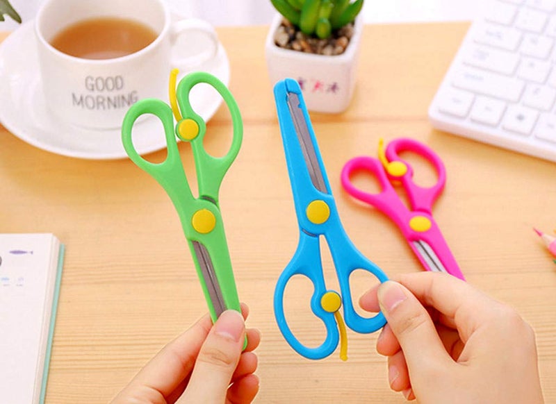 Kinteshun Children Scissors,Kidsâ€™ Artwork Blunt Tip Anti-Pinch Shears Students Cutter Scissors for DIY Handcraft Projects(5pcs) - Image 5